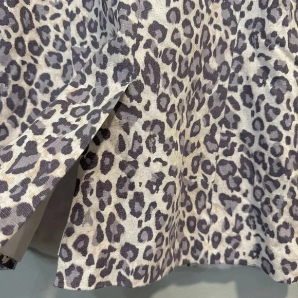 Rachel Zoe Open Front Blazer Animal Print Linen Cotton Office Work M - Picture 5 of 7